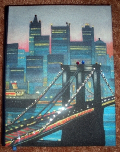 My rhinestone-studded Brooklyn Bridge notebook